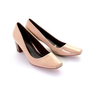 Ted Baker London Tan Patent Leather Cushioned Block Heel Pumps Womens 7.5 M / 38